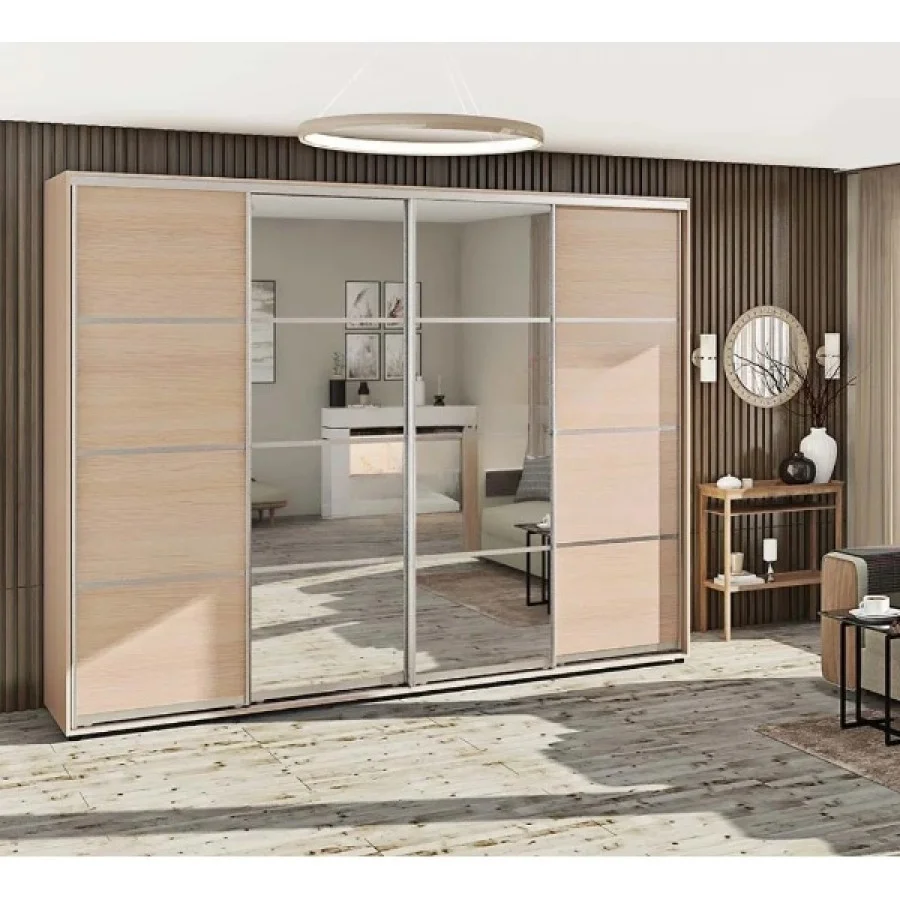 Sliding wardrobe 3.8 m "From 4 parts" four doors with mirror order